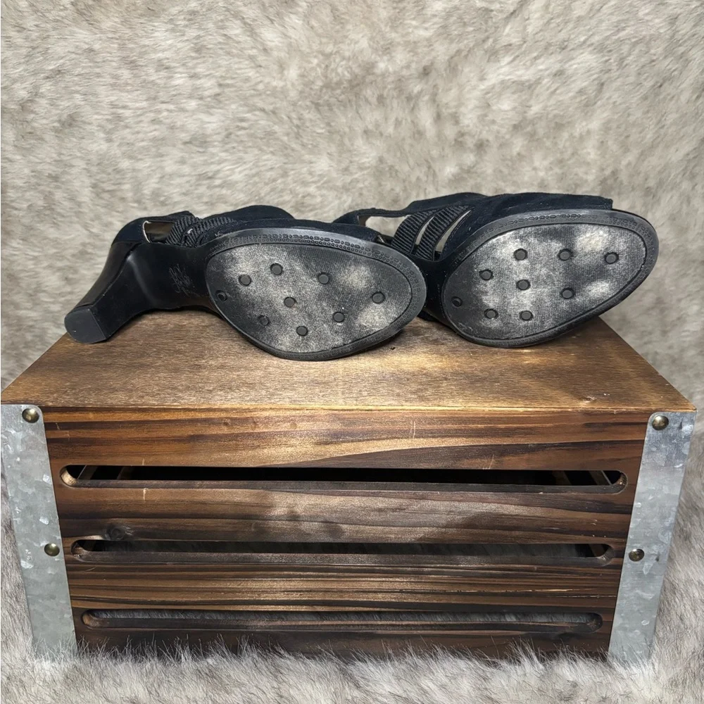 Life Stride Black Peep-Toe Heeled Boots - Picture 3 of 3